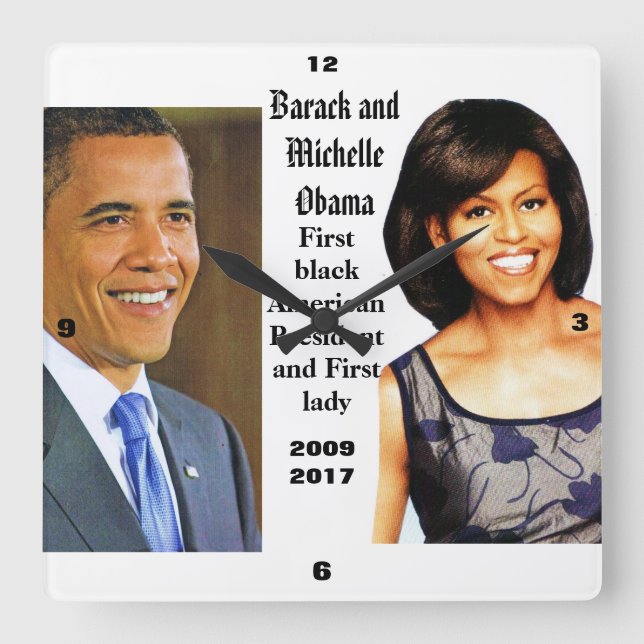 Carrée Horloge MÉMORABLE BARACK ET MICHELLE OBAMA (Recto)