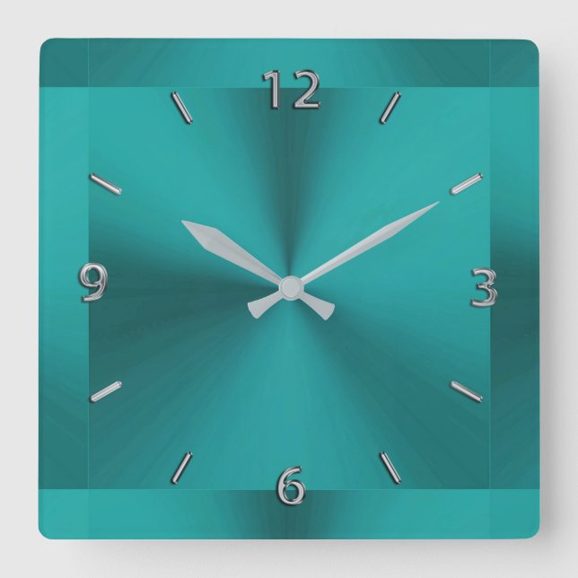 Carrée Horloge métallique Turquoise foncée (Recto)