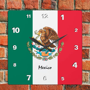 Carrée Horloge mexicaine, maison patriotique, Drapeau mex