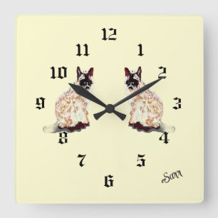 Carrée Horloge : Miaou , Amour .
