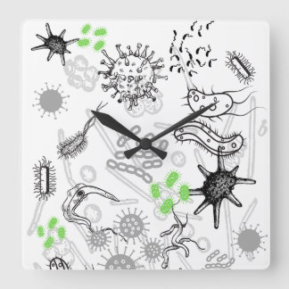 Carrée Horloge microbe
