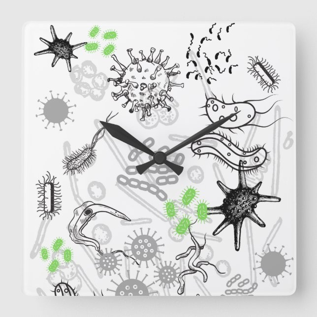 Carrée Horloge microbe (Recto)
