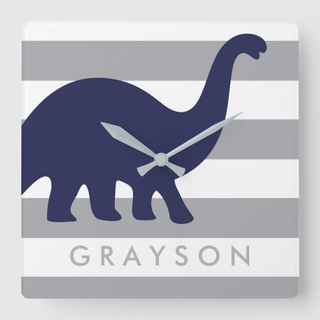 Carrée Horloge mignonne de la crèche Dinosaur - Dinosaur  (Recto)