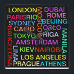 Carrée Horloge mondiale des villes<br><div class="desc">Graphique et global,  consultez la gamme complète</div>