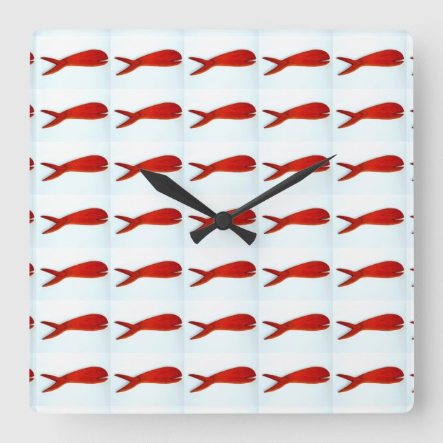 Carrée horloge motif de poisson (Recto)