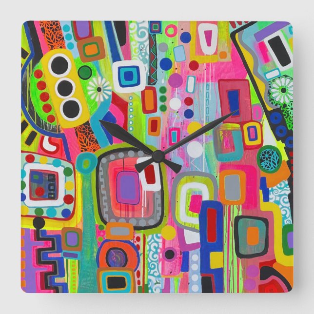 Carrée Horloge Mur De Place Heureux (Recto)