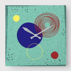 Carrée Horloge mural fonds turquoise