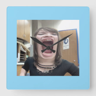 Carrée Horloge murale, Cadre en bois naturel rond de 10 p