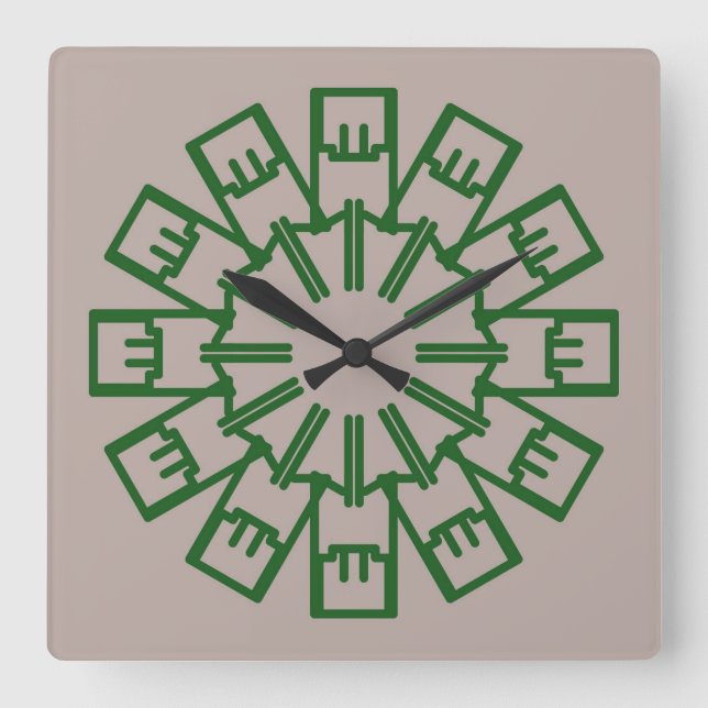 Carrée Horloge murale, Un élégant design classique multic (Recto)