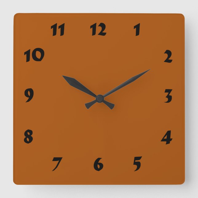 Carrée Horloge orange brûlée numérotée modifiable (Recto)