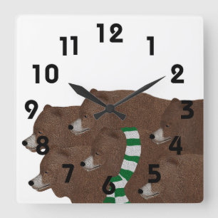 Carrée Horloge ours d'hiver