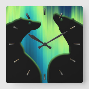 Carrée Horloge Ours Polaire Cool Ours Indien Ours Art Hor