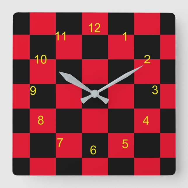 Carrée Horloge - Panneau rouge et noir (Recto)
