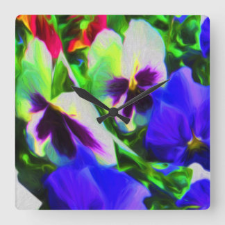 Carrée Horloge Pansy Art Wall