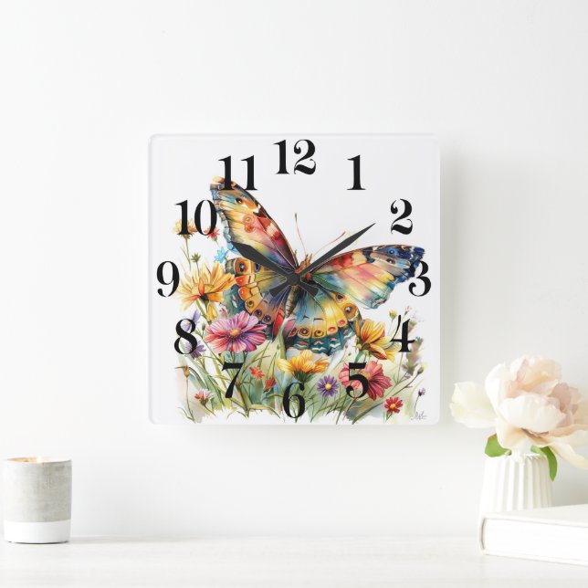 Carrée Horloge Papillon (Maison)