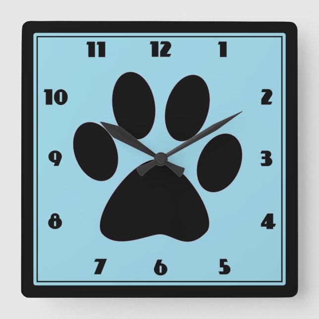 Carrée Horloge Pawprint Light Blue (Recto)