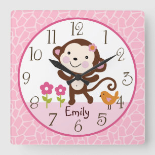Carrée Horloge personnalisée de la fille de la jungle sin