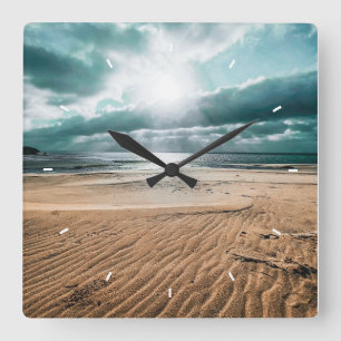 Carrée Horloge personnalisée de la scène de plage