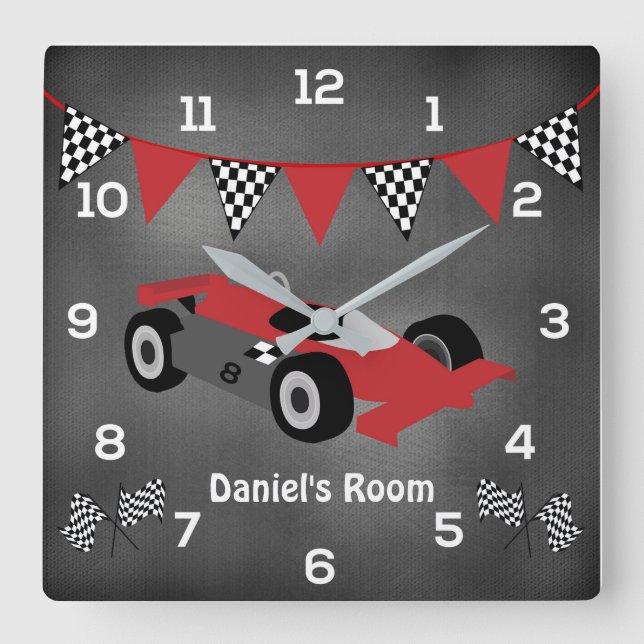 Carrée Horloge personnalisée de la voiture Chalkboard pou (Recto)