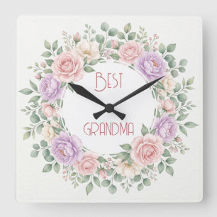 Carrée Horloge personnalisée florale Cottagecore de rêve