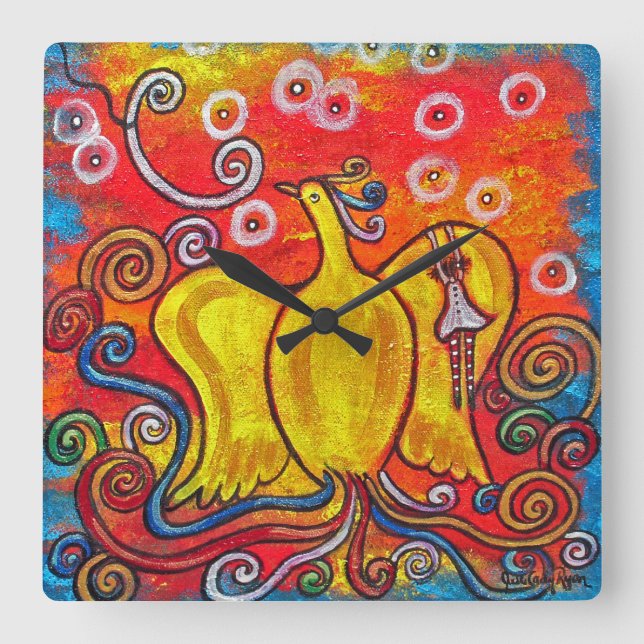 Carrée Horloge Phoenix Hors flamme, Lumière (Recto)