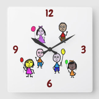 Carrée Horloge pour enfants du monde