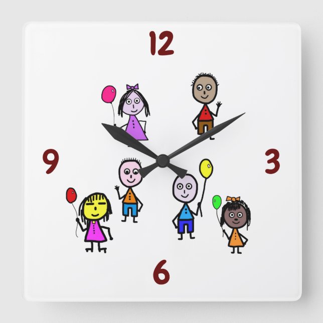 Carrée Horloge pour enfants du monde (Recto)