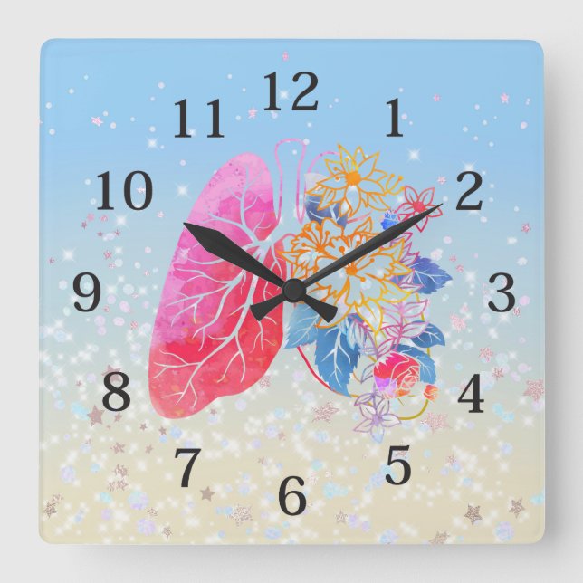 Carrée Horloge pulmonaire florale pour appareil respirato (Recto)