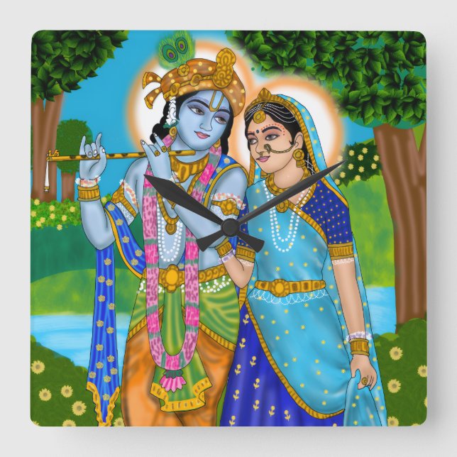 Carrée Horloge Radha Krishna (Recto)