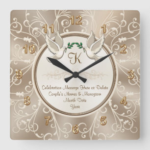 Carrée Horloge renversante de mariage ou tout