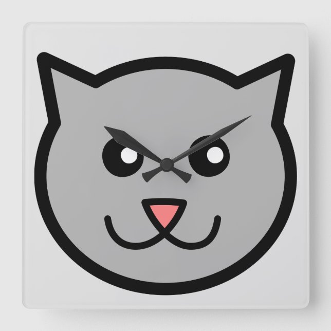 Carrée Horloge ronde Sassy Chat (Recto)