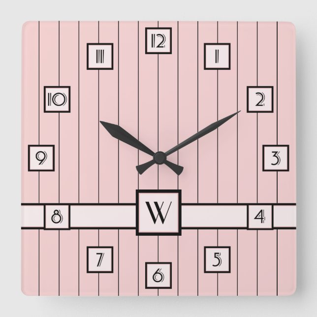 Carrée Horloge rose avec pointes noires (Recto)