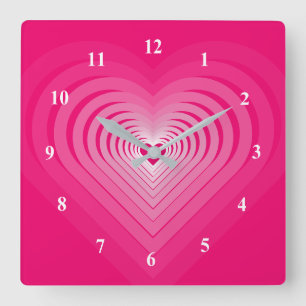 Carrée Horloge rose Coeur romantique