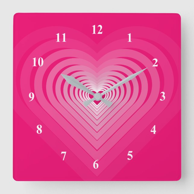 Carrée Horloge rose Coeur romantique (Recto)