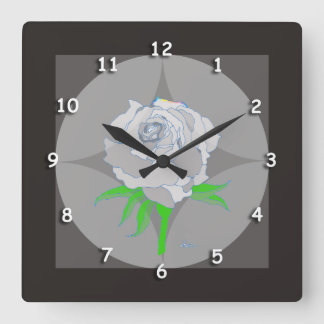 Carrée Horloge - Rose et Arrière - plan géométrique en no