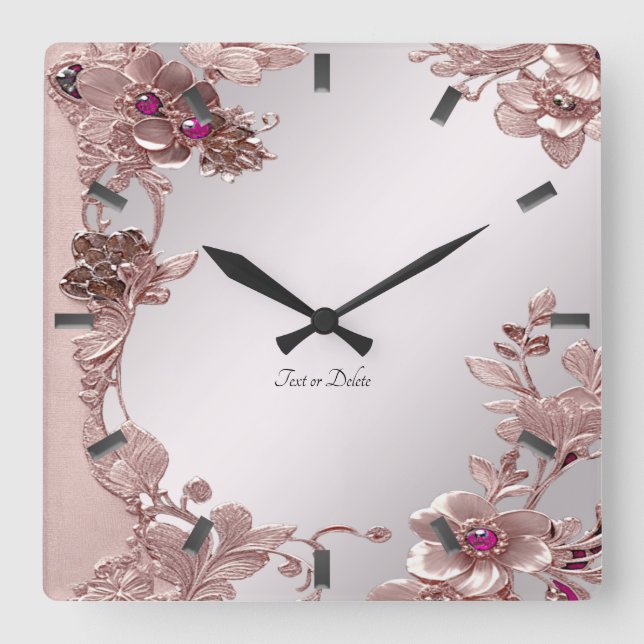 Carrée Horloge rose florale (Recto)