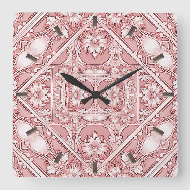 Carrée Horloge rose florale (Recto)