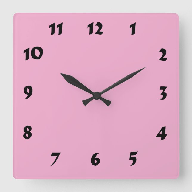 Carrée Horloge rose pastel numérique modifiable (Recto)