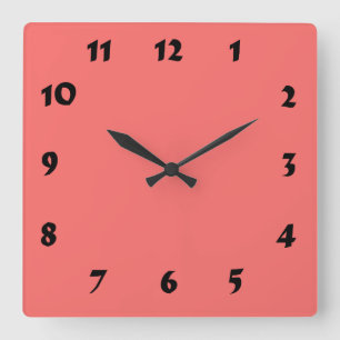 Carrée Horloge rose Saumon numérique modifiable