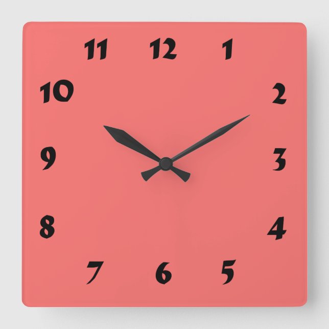 Carrée Horloge rose Saumon numérique modifiable (Recto)
