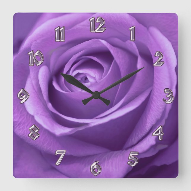Carrée Horloge Rose violet et lavande (Recto)