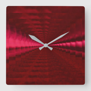 Carrée Horloge rouge acrylique retentissante