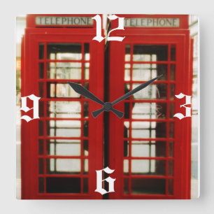 Carrée Horloge ROUGE de CABINE TÉLÉPHONIQUE de LONDRES