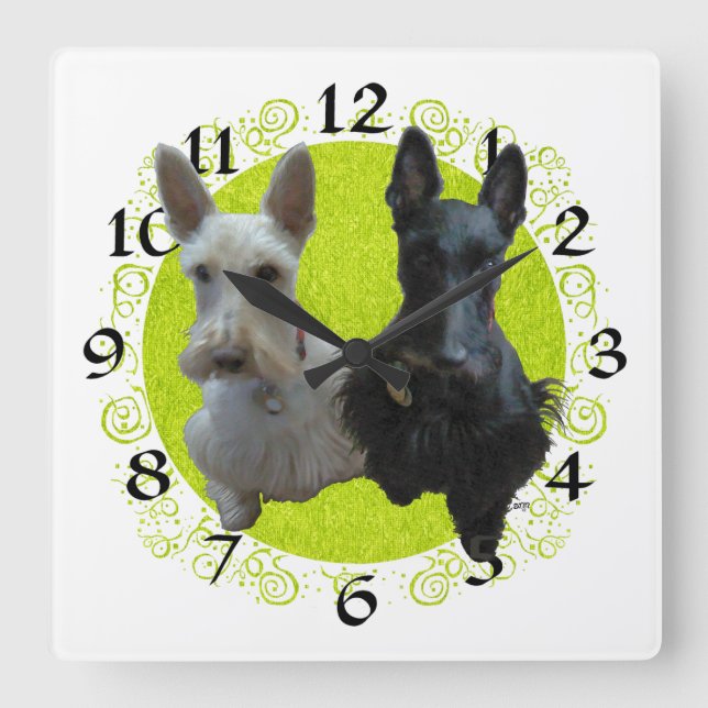 Carrée Horloge Scottish Terrier (Recto)