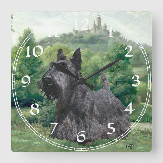 Carrée Horloge Scottish Terrier (Recto)