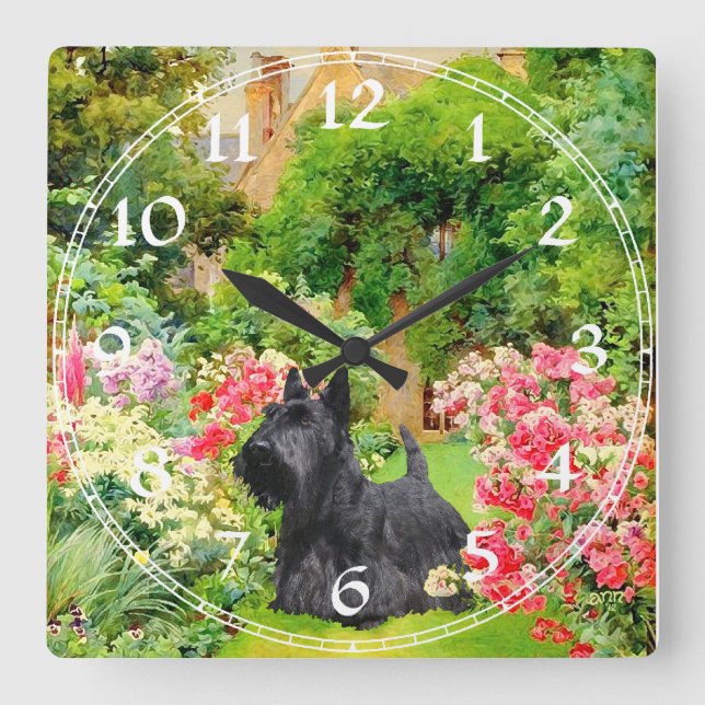 Carrée Horloge Scottish Terrier (Recto)