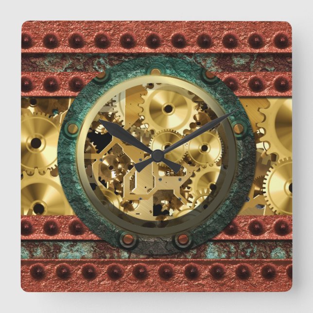Carrée Horloge Steampunk 4B (Recto)