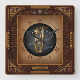Carrée Horloge Steampunk~Doublophone~Double Bell Euphoniu