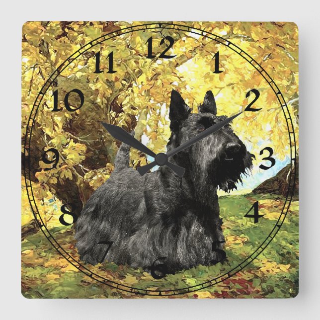 Carrée Horloge Terrier Écossais (Recto)