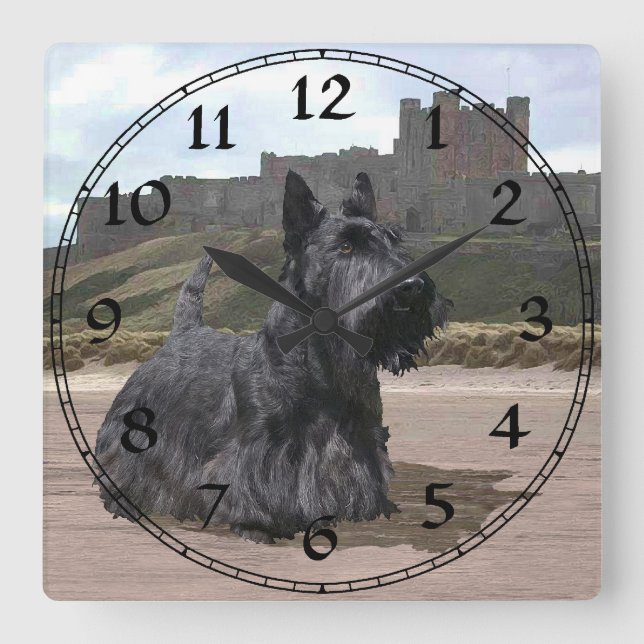 Carrée Horloge Terrier Écossais (Recto)